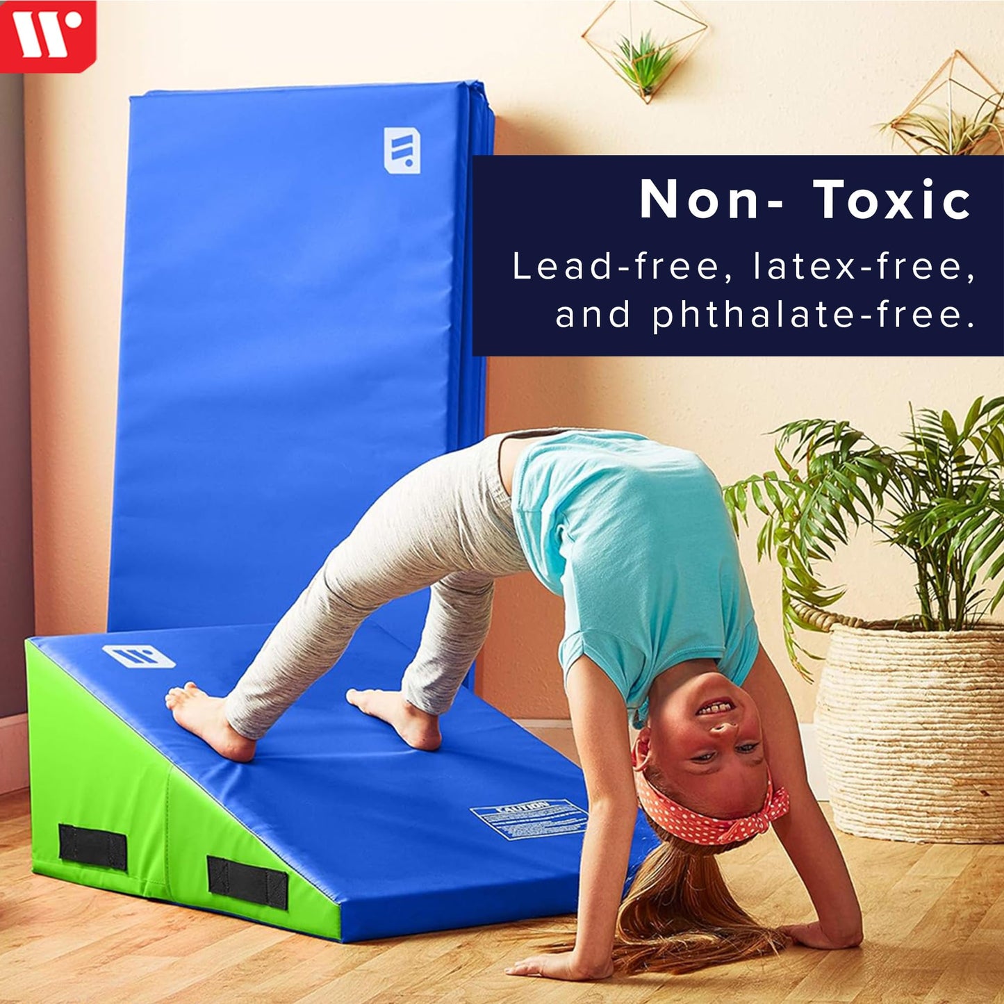 We Sell Mats Gymnastics Incline Mat, Folding and Non-Folding Cheese Wedge Skill Shape, Tumbling Mat for Gymnastics Training, Cheerleading and Obstacle Courses, Purple / Pink, 60" x 30" x 15" - Medium