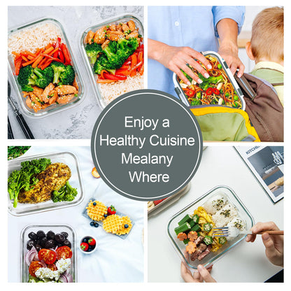 VERONES 10 Pack 22 OZ Glass Meal Prep Containers, Airtight Glass Lunch Containers Set, Glass Food Storage Containers with Lids,Exclusive of BPA, for Microwave, Oven, Freezer & Dishwasher Friendly,Grey