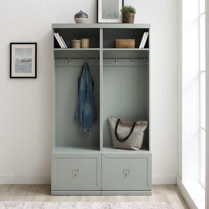 Crosley Furniture Harper 2-Piece Hall Tree Entryway Set with Storage Bench and Coat Rack Hooks for Hanging, Gray