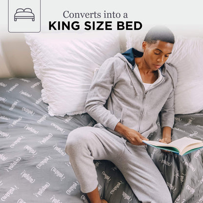 CordaRoy's Faux Fur Bean Bag Chair, Convertible Chair Folds from Bean Bag to Lounger, As Seen on Shark Tank, White - King Size