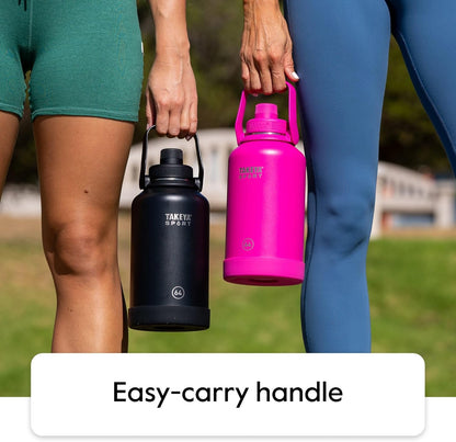 Takeya Sport 40 oz Triple Wall Insulated Stainless Steel Water Bottle with Ice Blocking Spout Lid, Pink Sweep
