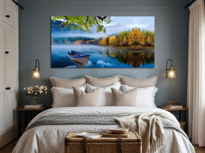 Arjun Tree Wall Art Canvas for Living Room Blue Tree of Life Nature Teal Abstract Textured Painting Picture Modern Panoramic Landscape Artwork Framed Bedroom Home Office Decor, Large Size 40"x20"