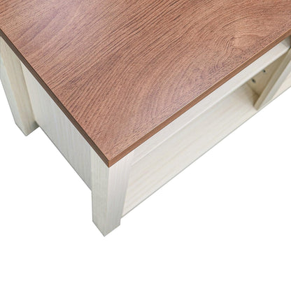 Flash Furniture Kilead Farmhouse TV Stand for up to 80" TVs-65 Engineered Wood Media Console with Open Storage, 65", Walnut Top/White Frame