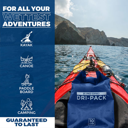 Zero Grid Dry Bag Perfect for Hiking, Camping, Canoeing Multi Sizes Waterproof Keep Goods Dry (10 Liter)