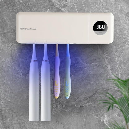 2000mAh 4 Auntyfey Sanitizeri Toothbrush Holder, Sanitizeri Toothbrush Cleaner, Rechargeable Cordless Wall Mounted