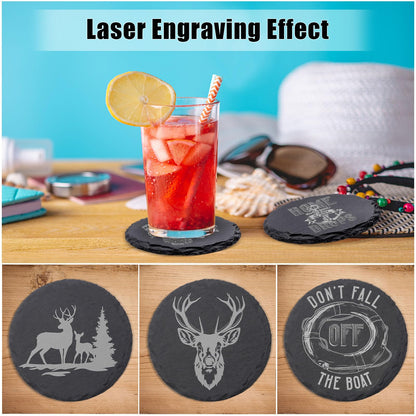 72 Pack Slate Drink Coasters, VIBRATITE 4 Inch Square and Round Black Slate Stone Coaster Bulk Laser Engraving Blank Handmade Decor Coasters for Coffee Bar Kitchen Home (36 Sqaure, 36 Round)