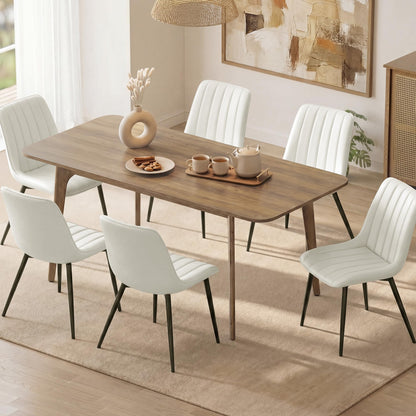 VASAGLE Dining Chairs Set of 6, Upholstered Kitchen Chairs, Synthetic Leather, Max. Load 264 lb, Steel Legs, Curved Backrest, for Dining Room, Cloud White and Ink Black ULDC090WH02-3J