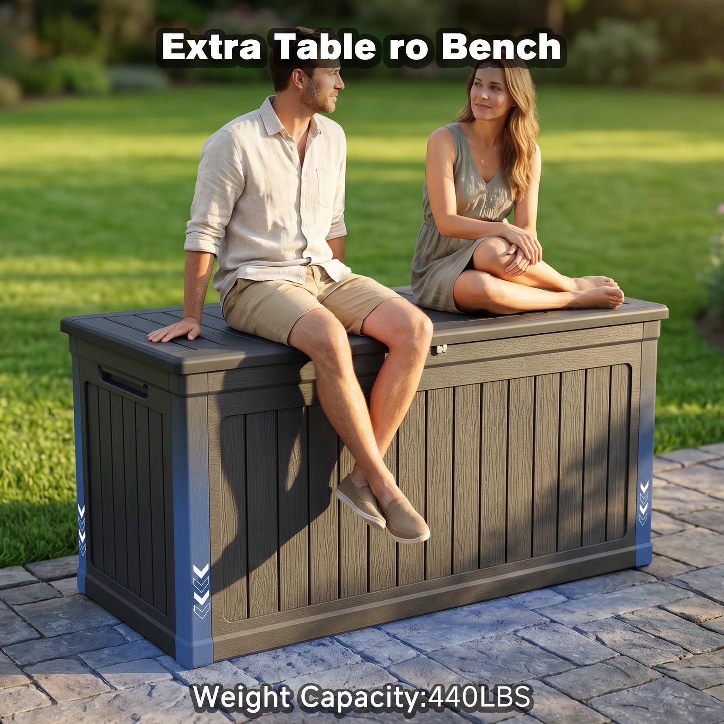 Seeheool 260 Gallon Large Outdoor Storage XXL Deck Box for Patio Furniture, Outdoor Cushions, Garden Tools and Sports/Pools Equipment, Waterproof Resin, Lockable, Black