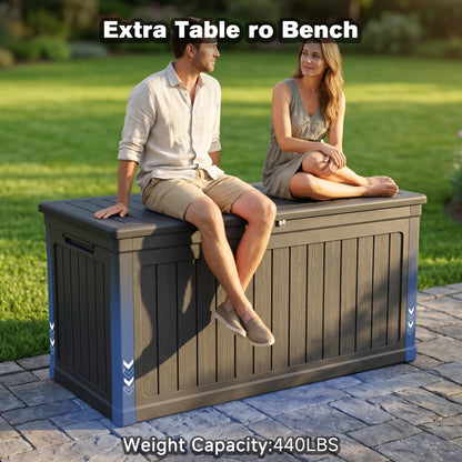 Seeheool 260 Gallon Large Outdoor Storage XXL Deck Box for Patio Furniture, Outdoor Cushions, Garden Tools and Sports/Pools Equipment, Waterproof Resin, Lockable, Black