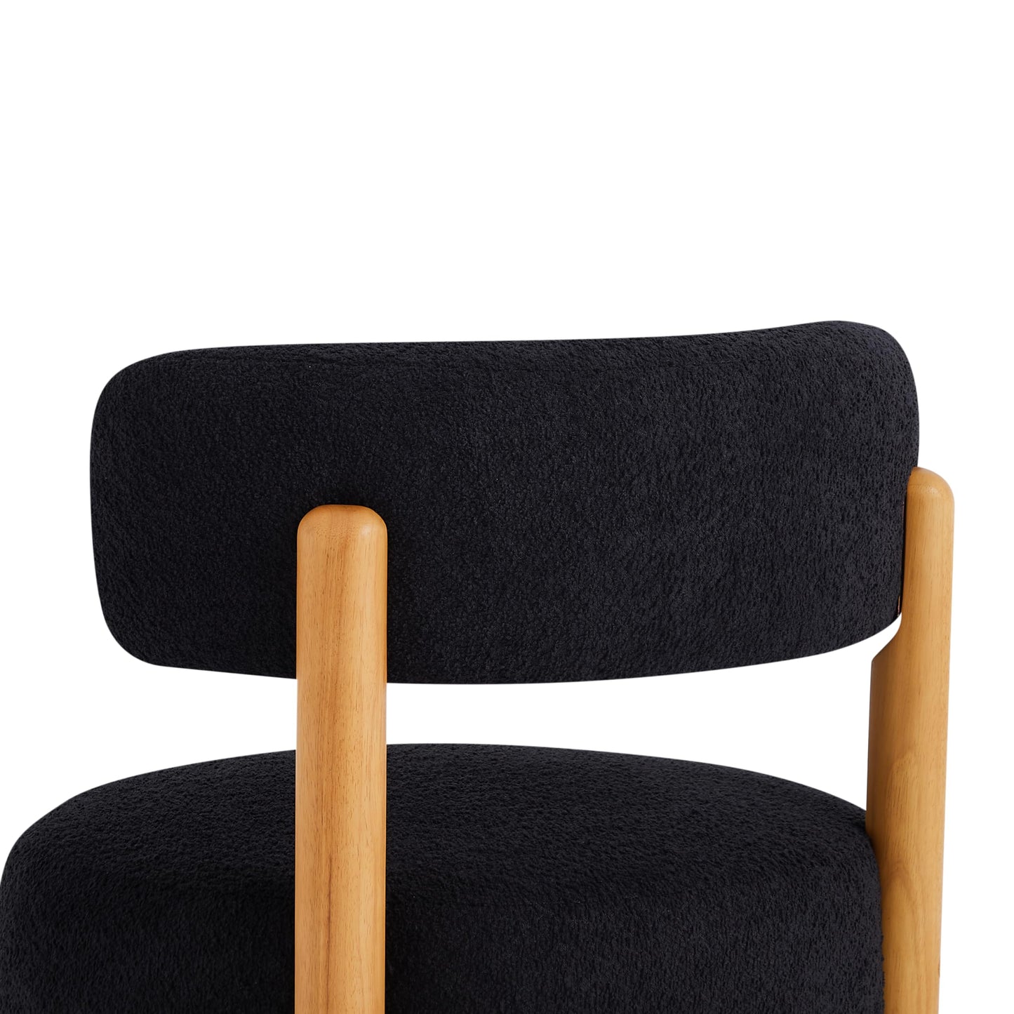 Christopher Knight Home Eloise Modern Accent Chair for Living Room, Boucle Upholstered Single Lounge Sofa Chair with Wooden Frame, Comfy Reading Chair for Bedroom, Black+Natural