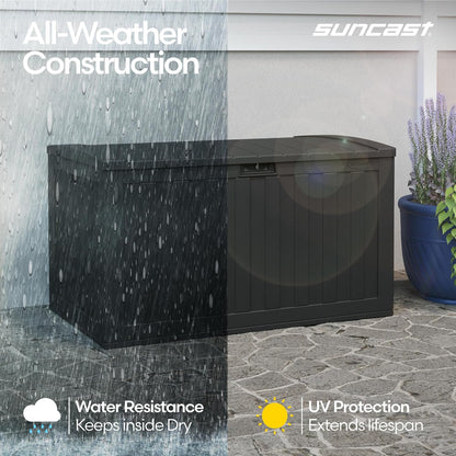 Suncast Extra-Large Resin Outdoor Patio Deck Box - 134-Gal Storage with Pad-Lockable Lid | Iron Ore Color