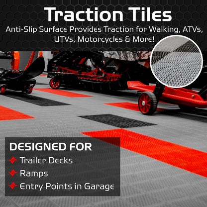 Caliber ProTech XT Garage Flooring, Trailer Flooring, Interlocking Traction Tiles, 9” x 18”, Black, 24-Pack