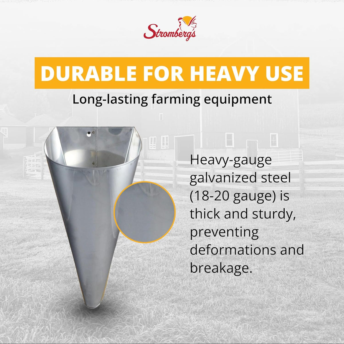 Hemmed Stromberg's Poultry Processing Killing Cone, Galvanized Steel Restraining Cone for Chickens, Game Birds, Ducks