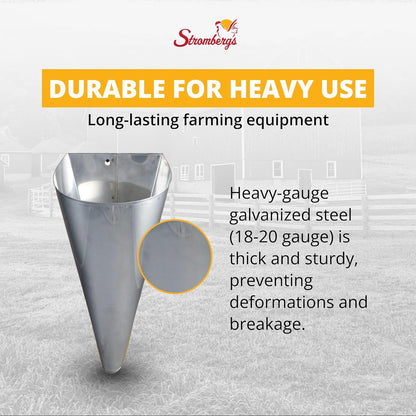 Hemmed Stromberg's Poultry Processing Killing Cone, Galvanized Steel Restraining Cone for Chickens, Game Birds, Ducks