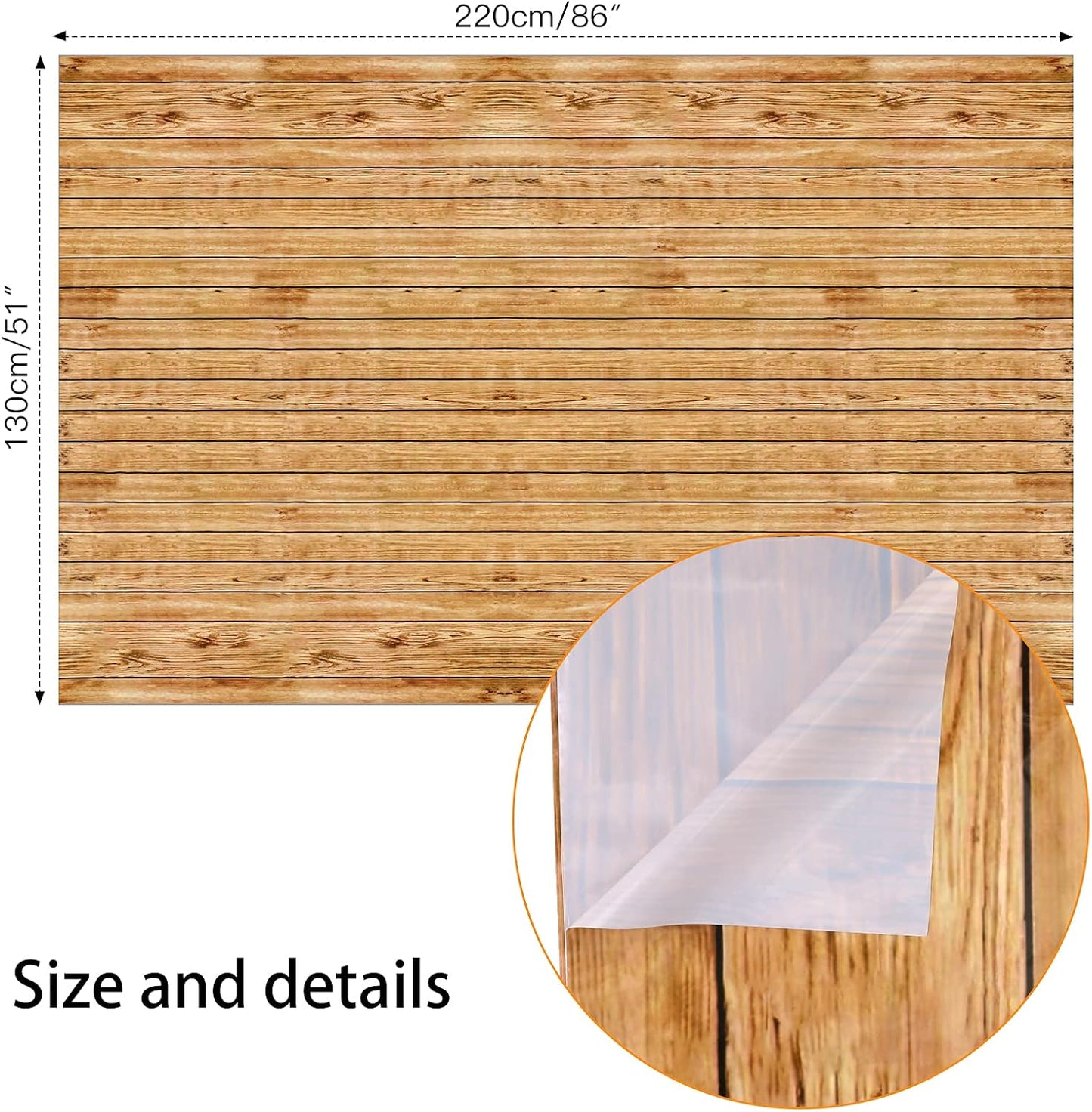 PHOGARY 3PCS Wood Grain Tablecover, Rectangular Tablecloth for Rustic Wedding Baby Shower Decoration