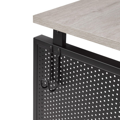 OSP Home Furnishings Ace Contemporary Modern Home Office Desk with Shelf, Rectangular with Grey Taupe Finish