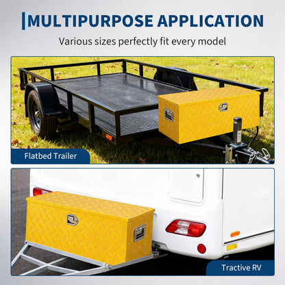GarveeLife Heavy Duty Aluminum Truck Bed Tool Box – 30x15x15 in, Lockable & Waterproof, Gas Strut Lid, Organizer Tray, Side Handles, Five-Striped Yellow