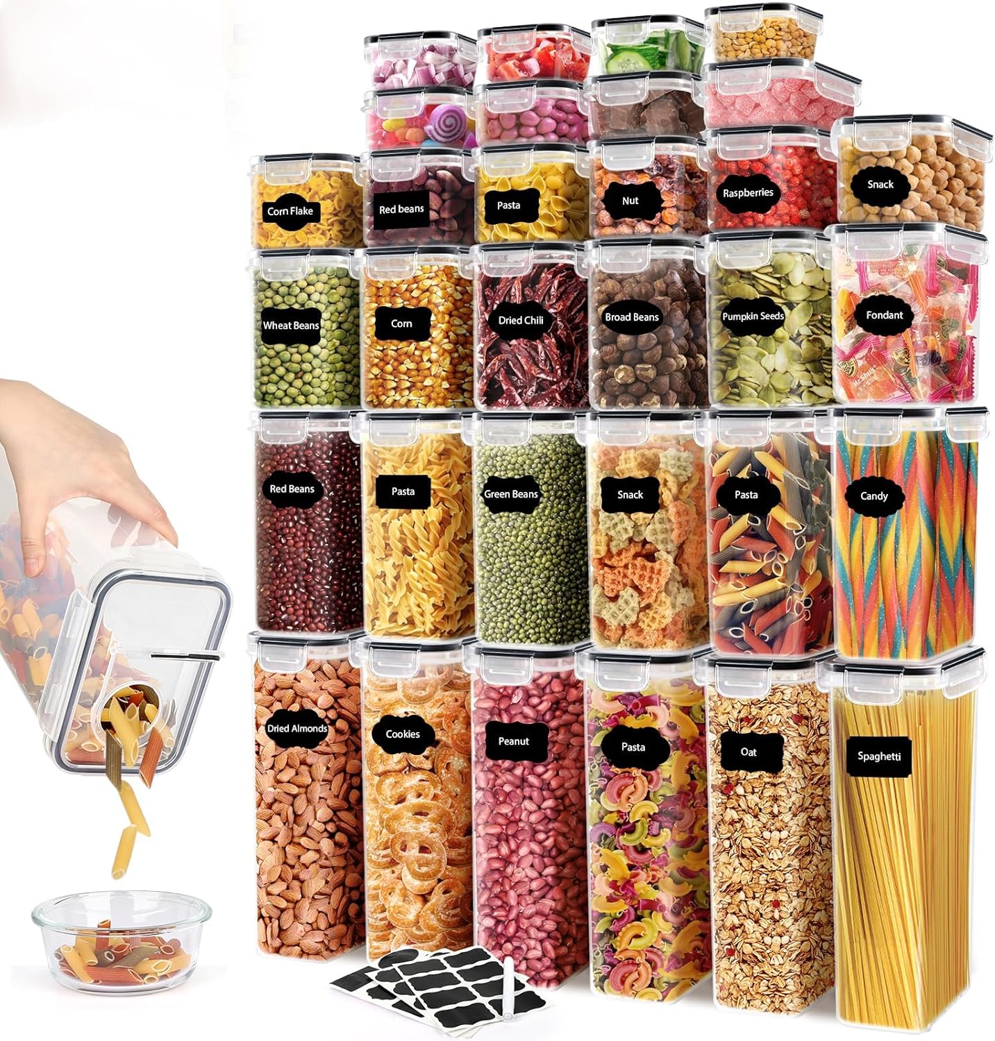 64 Free,6 Pack JUJOJB PCS Airtight Food Storage Containers With Lids BPA With Pouring Spout Cereal Containers Storage