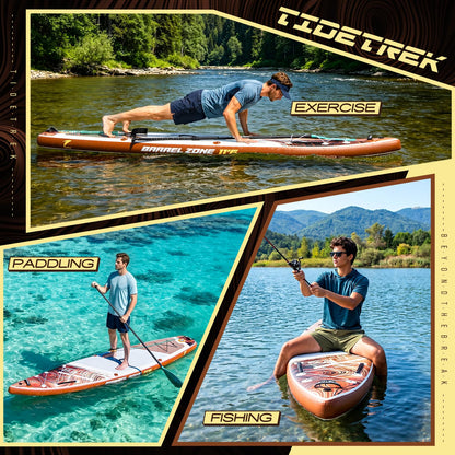 TIDETREK 11'6" Inflatable Stand Up Paddle Boards, Premium SUP Accessories, Non-Slip Comfort Deck for Youth & Adults (Amber Drift)