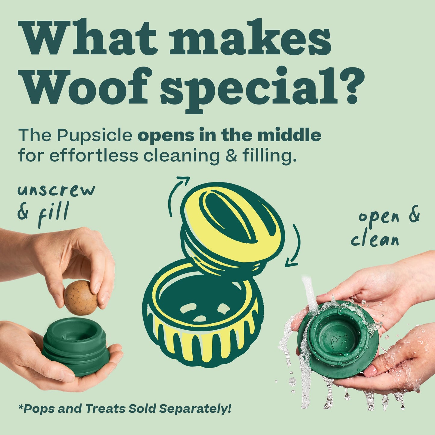 WOOF Pupsicle - Long-Lasting Interactive Dog Toy to Keep Your Pup Busy and Distracted - Safe for Dogs - Low-Mess Design - Dog Toys for Medium and Large Dogs 25-75 lbs