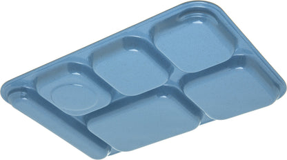 Carlisle FoodService Products Right-Hand Heavyweight 6-Compartment Melamine Tray 10" x 14" - Sandshade