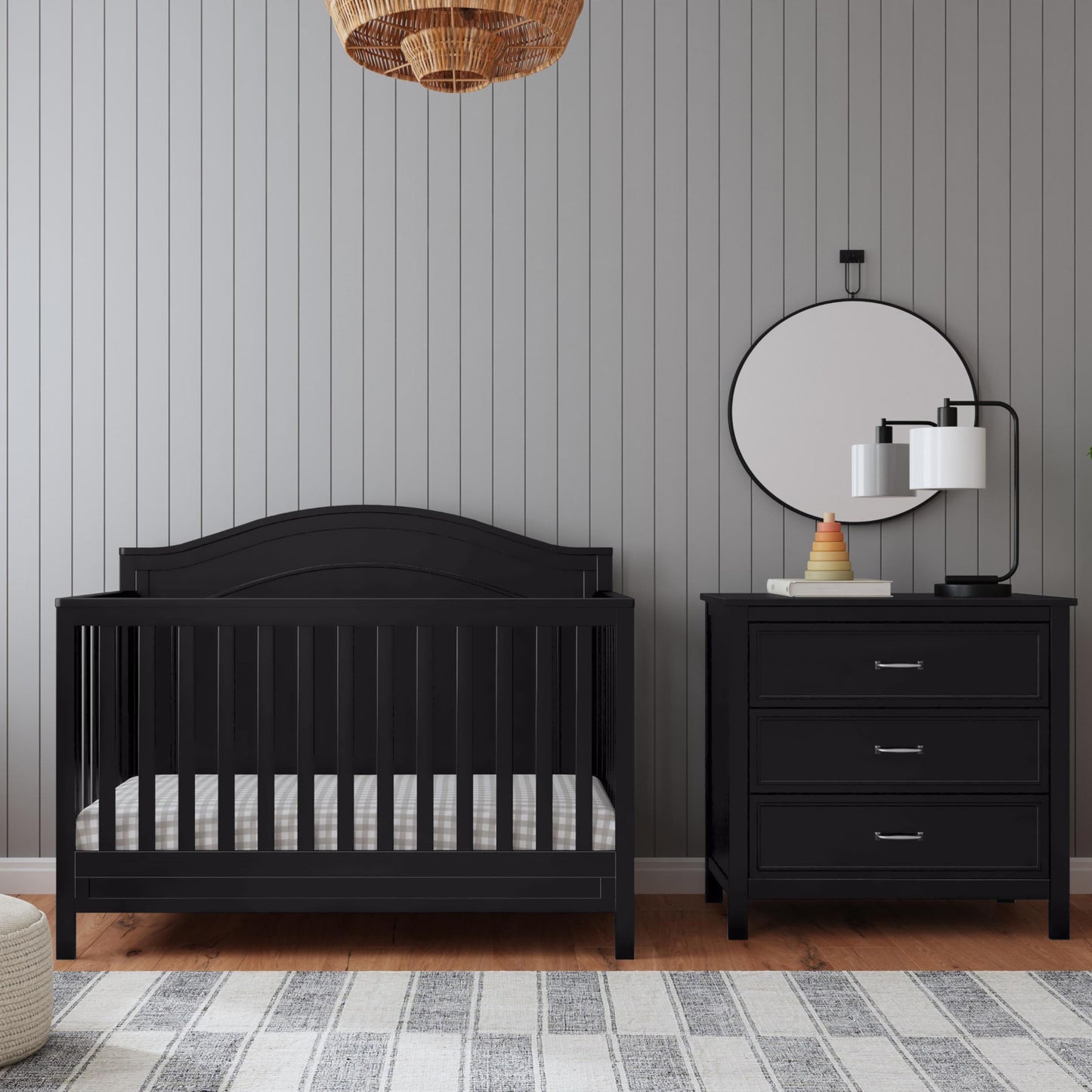 Davinci Charlie 4-in-1 Convertible Crib in Ebony, Greenguard Gold Certified
