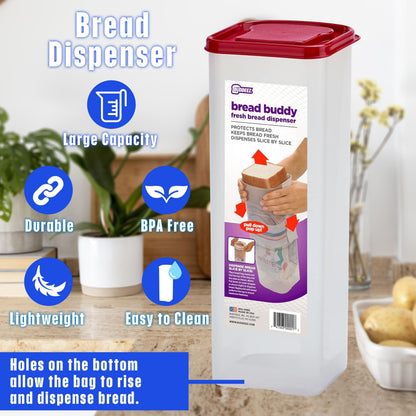 Buddeez Bread Buddy Bread Box – Keeps Loaves Fresh - Holds 1 Loaf of Sandwich Size Bread