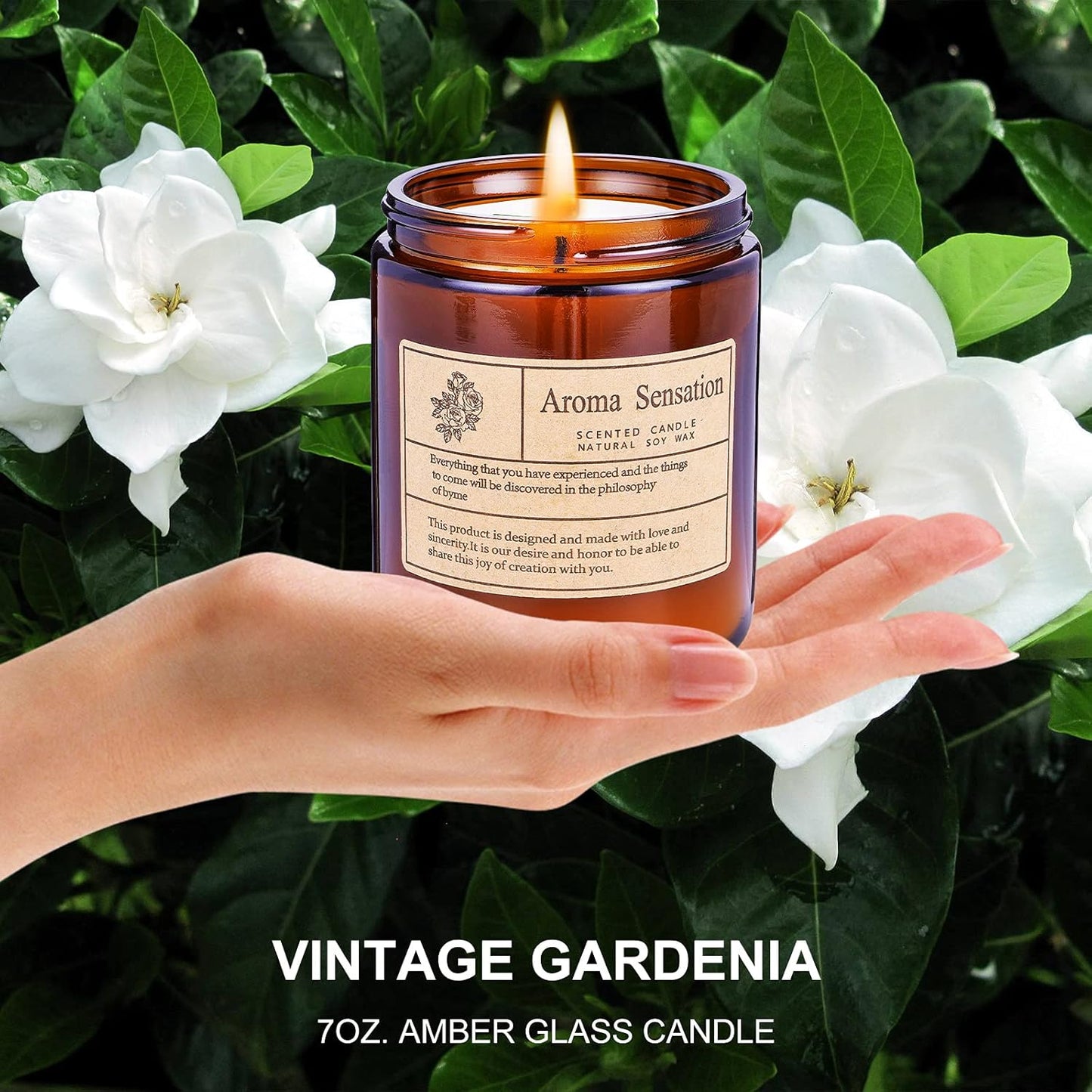 Gardenia Scented Candles, Long Lasting Soy Candle for Home, Gifts for Women and Men