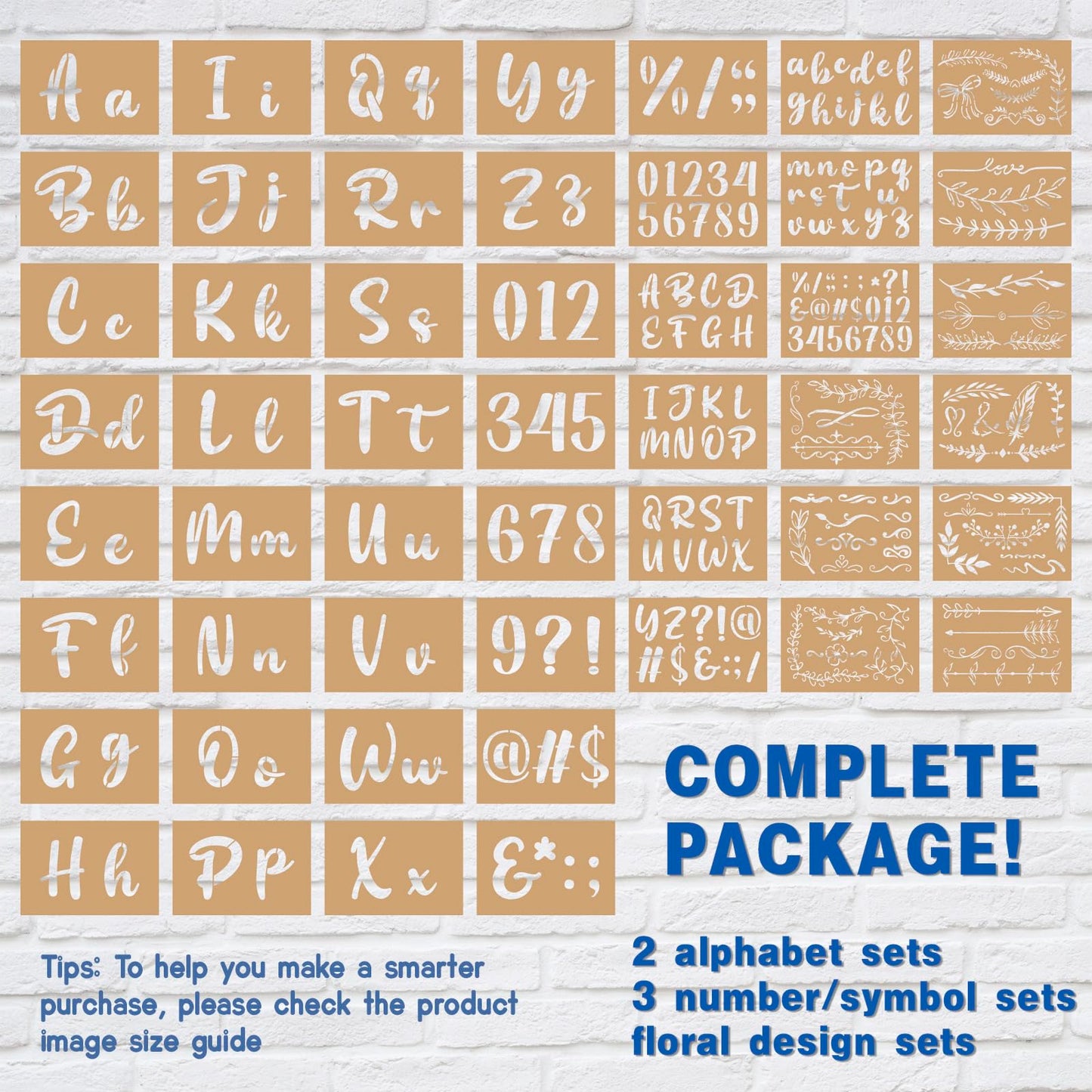 Patemby 50PCS Calligraphy Stencil Template Kit - 4 Inch and 2 Inch Letter Stencils and Numbers, Plastic Alphabet Stencils for Crafts Reusable for Arts Crafts Painting Wood