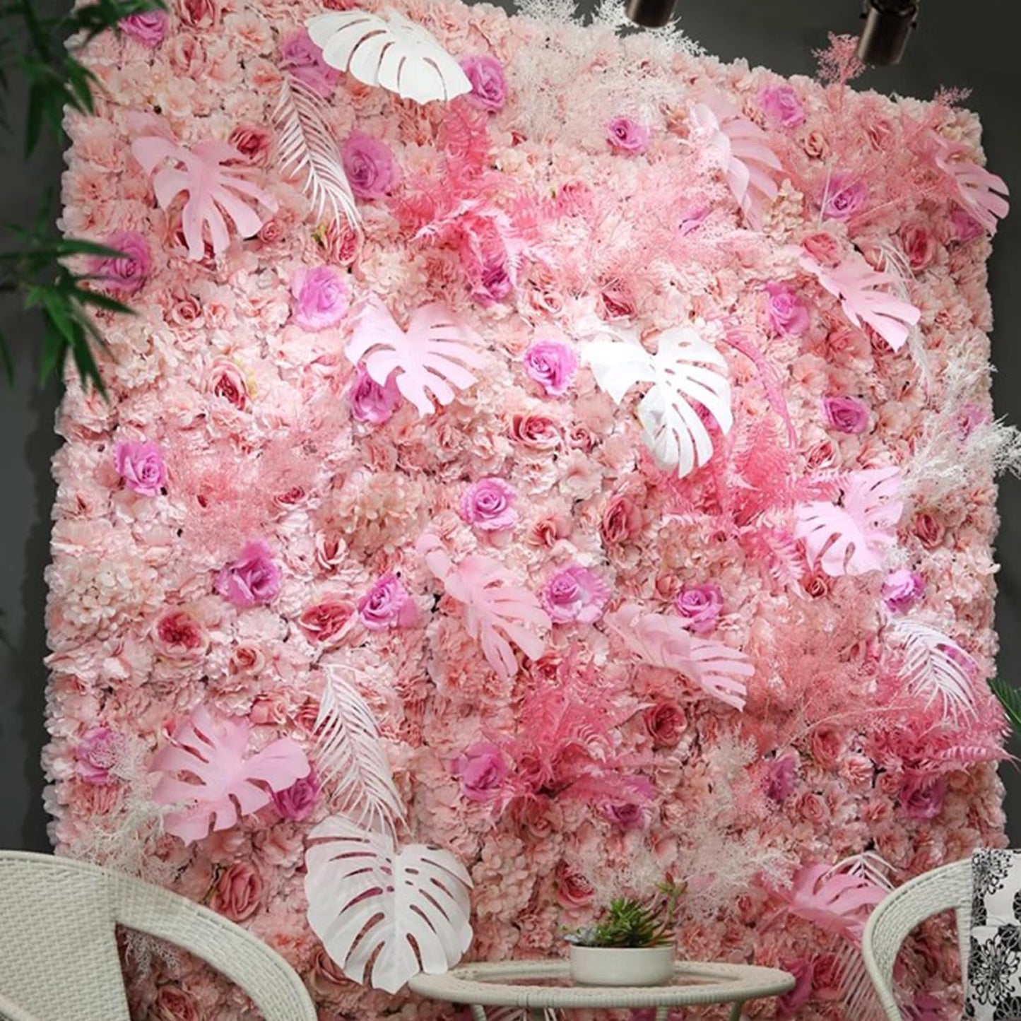 JIIPOREGJ Flower Wall Panel Artificial Silk Flowers Mat Wall 3D Wedding Background Backdrop Panels Wall Decor for DIY Party Home Centerpieces Arrangements,3x3m