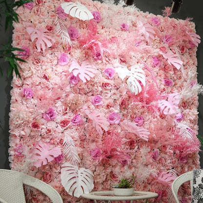 JIIPOREGJ Flower Wall Panel Artificial Silk Flowers Mat Wall 3D Wedding Background Backdrop Panels Wall Decor for DIY Party Home Centerpieces Arrangements,3x3m