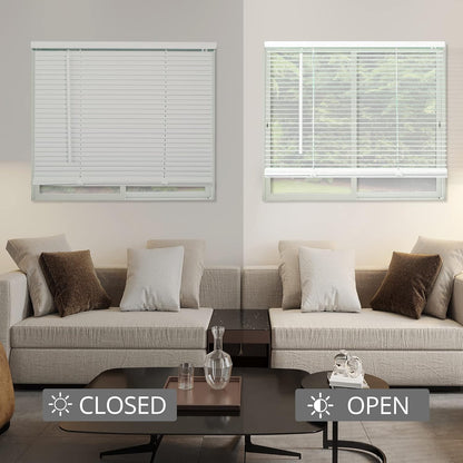 CHICOLOGY Mini Blinds for Windows, Horizontal Gloss White Shades, 23"W X 36"H