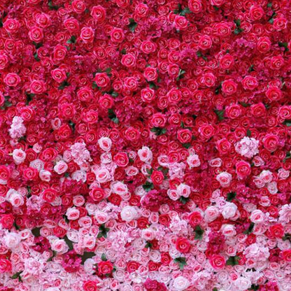 UYCVT Handmade Pink Gradient Rose Wall Large Artificial Flower Wall Backdrop Panels, Rose Wedding Backdrop 3D Floral Wall Fabric Flower Wall for Party Baby Shower Bridal Weddin-1m*1m/3.28 * 3.28FT