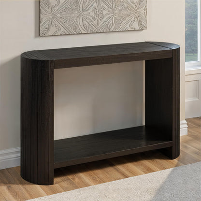 Creative Co-Op Modern Black Rounded-Edge Console Table