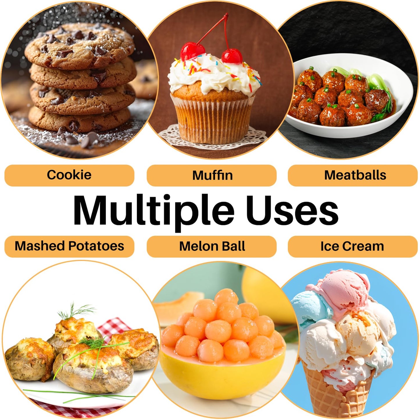JUNADAEL J Cookie Scoop Set, Cookie Scoops for Baking Set of 3, Cookie Dough Scoop, 1 Tablespoon/ 2 Tablespoon/ 3 Tablespoon, Red/Black/Mint Handle, For Cookie Cupcake Muffin Ice Cream Truffles
