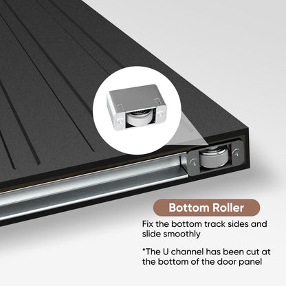 JUBEST 36"x84" Concealed Sliding Barn Door with Soft Close Hardware Kit, Black Hidden Door for Opening 32"-34"x80", Waterproof and Modern, Smooth Sliding, for Interior Using, Widely Used