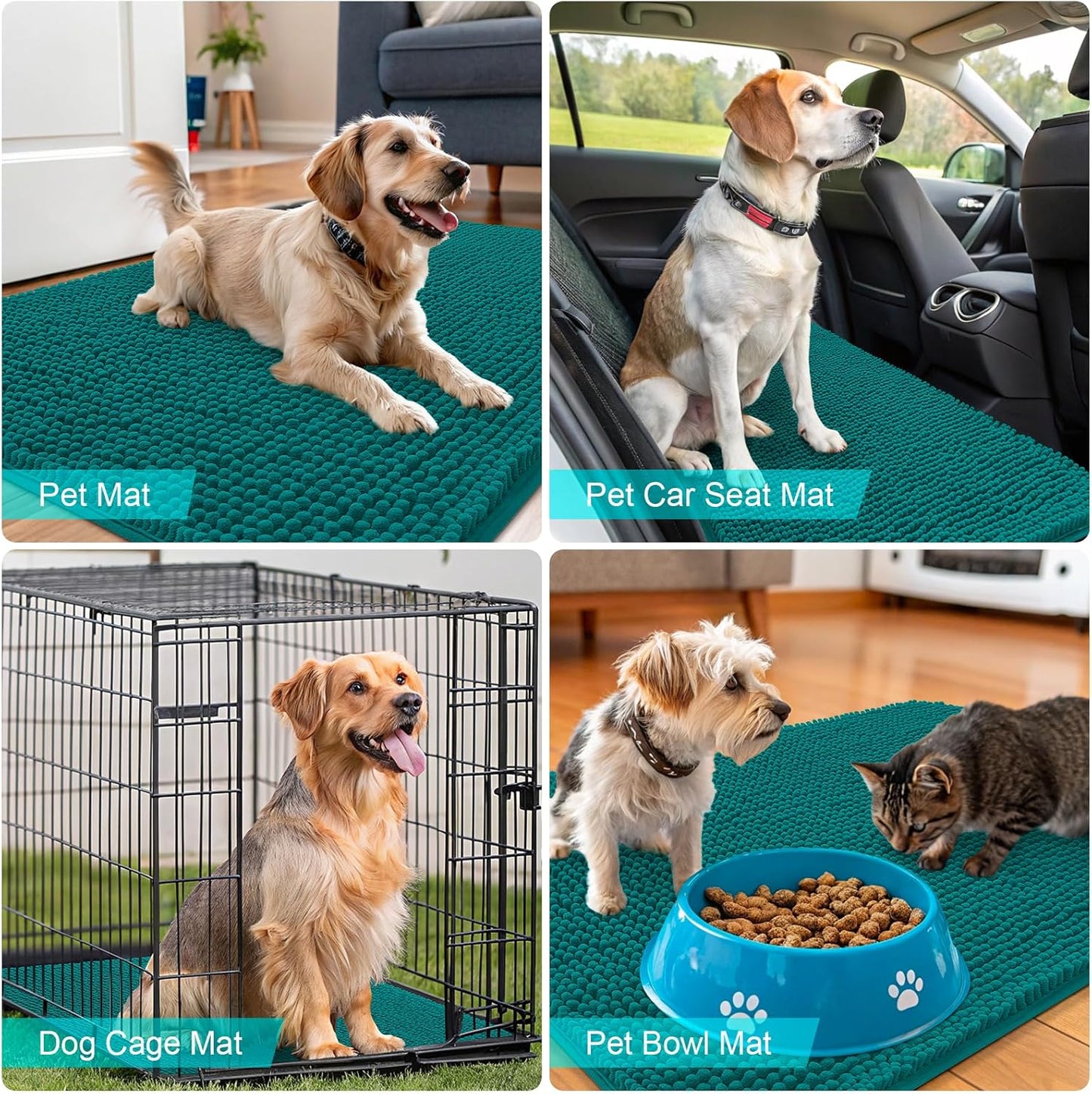 OLANLY Dog Door Mat - Absorbent Non-Slip Mud Mat for Indoor Use | 70x24 Inches, Lake Blue