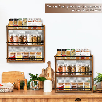 Klxuyuo Spice Rack Wall Mount for Spice Jars & Seasonings, 3 Tier Large Wall Hanging Spice Rack Organizer for Kitchen Cabinet, Pantry Door