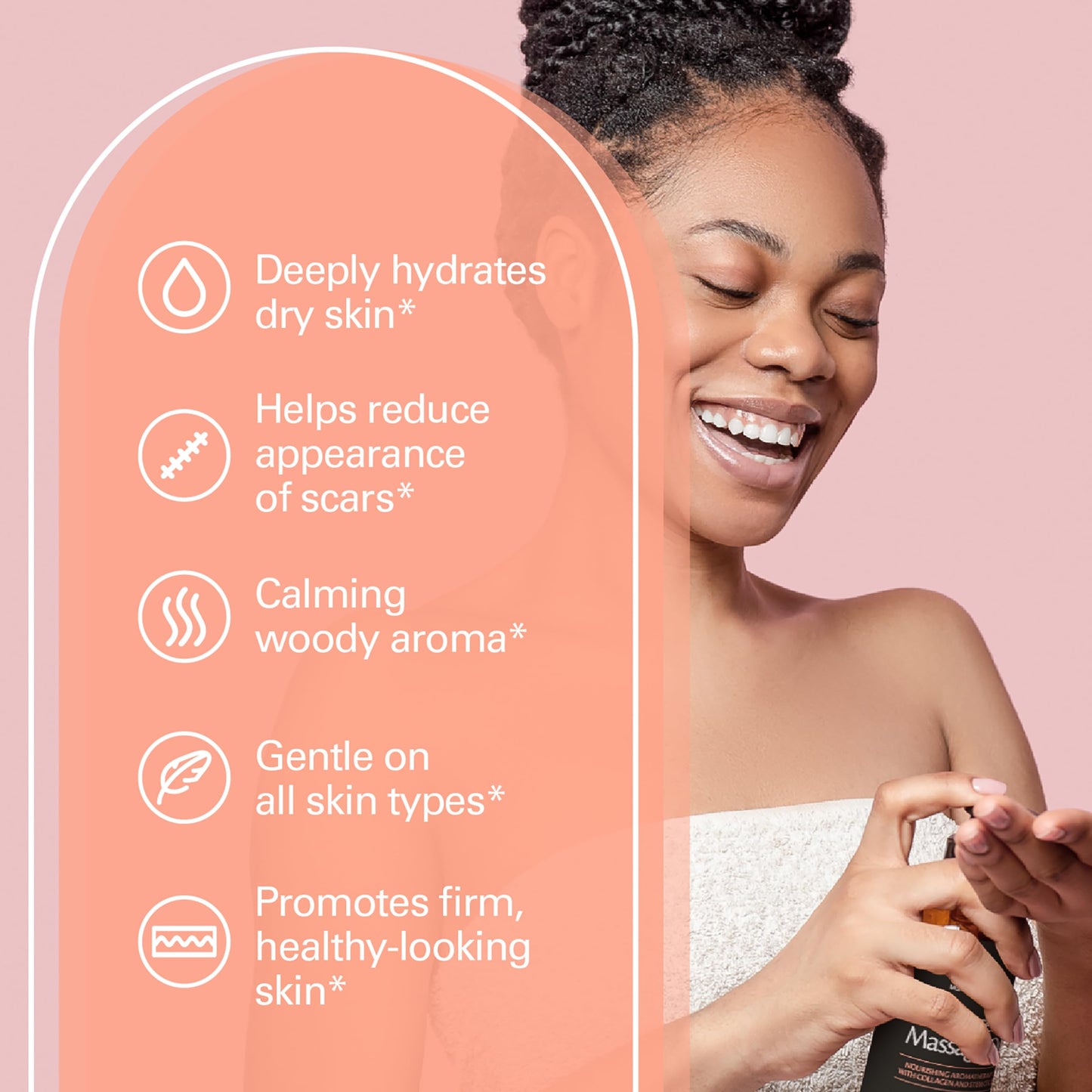 M3 Naturals Firming Body Massage Oil with Collagen & Stem Cell – Helps Smooth The Appearance of Cellulite & Improve Skin Texture – Refreshing Aromatherapy Body Oil for Legs & Full Body – 16 Fl Oz