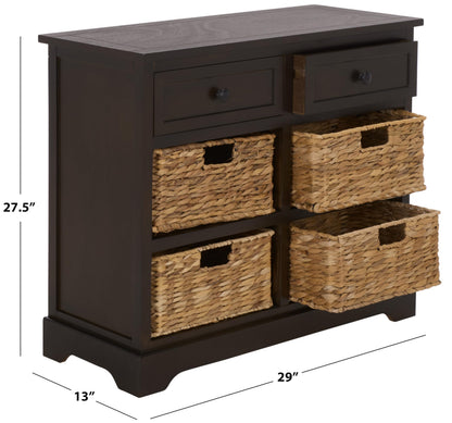 SAFAVIEH Furniture - Herman 2-Drawer Storage Unit - Dark Chocolate - Solid Wood - Classic Storage Design - Ideal for Living Room, Entryway, 29" W x 13" D x 27.5" H - Fully Assembled (AMH5702H)