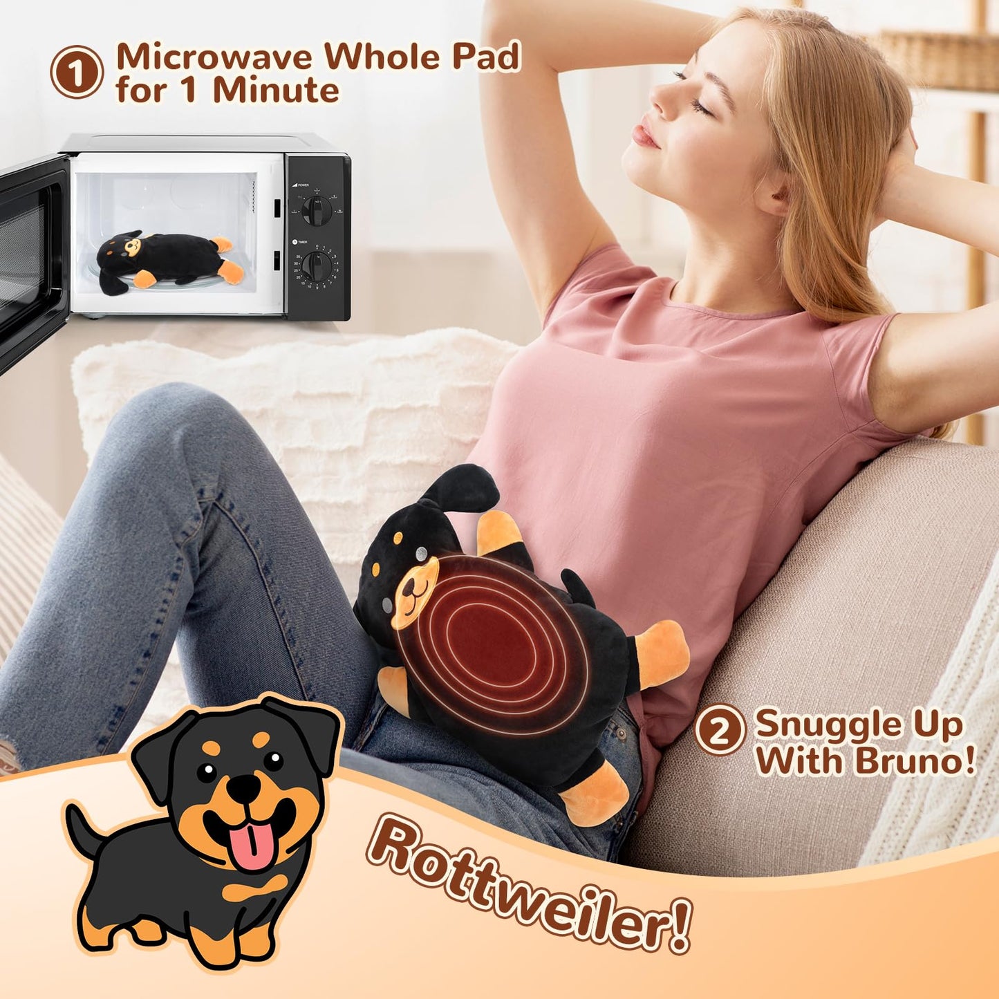 Large Microwave Heating Pad with Washable Cover 21 * 12" Microwavable Heating Pads for Cramps, Back, Neck Shoulder Pain Relief, Cordless Weighted Moist Heat Pack, Black Cat