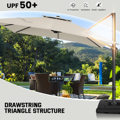 HOTEEL Patio Umbrella - 10ft Cantilever Umbrella Outdoor for Patio, Offset Umbrellas with Double Top Vent, UV resistant & Fade resistant, Large Table Umbrella on Clearance for Deck, Pool, Market, Backyard - Beige