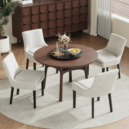 COLAMY Upholstered Dining Chairs Set of 4 with Mid Back and Wood Legs, Modern Accent Side Chairs for Living Room/Dining Room-Beige