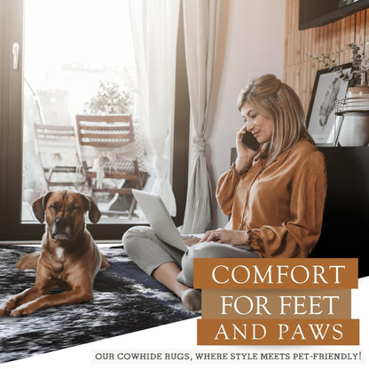 Sunshine Cowhides 100% Genuine Salt and Pepper Black and White Longhorn Cowhide Rug - Modern Style Animal Skin Rug & Floor Carpet for Living Room, Bedroom, Kitchen & More - Large (6x6-7ft)
