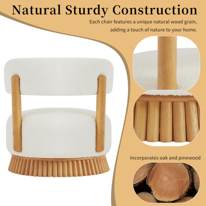 Merax Armless Accent Chairs for Living Room, Modern Farmhouse Comfy Chairs with Wooden Base Featuring Thatched Roof Rod Design, Cozy Upholstered Chair for Bedroom Room Reading Corners, Beige