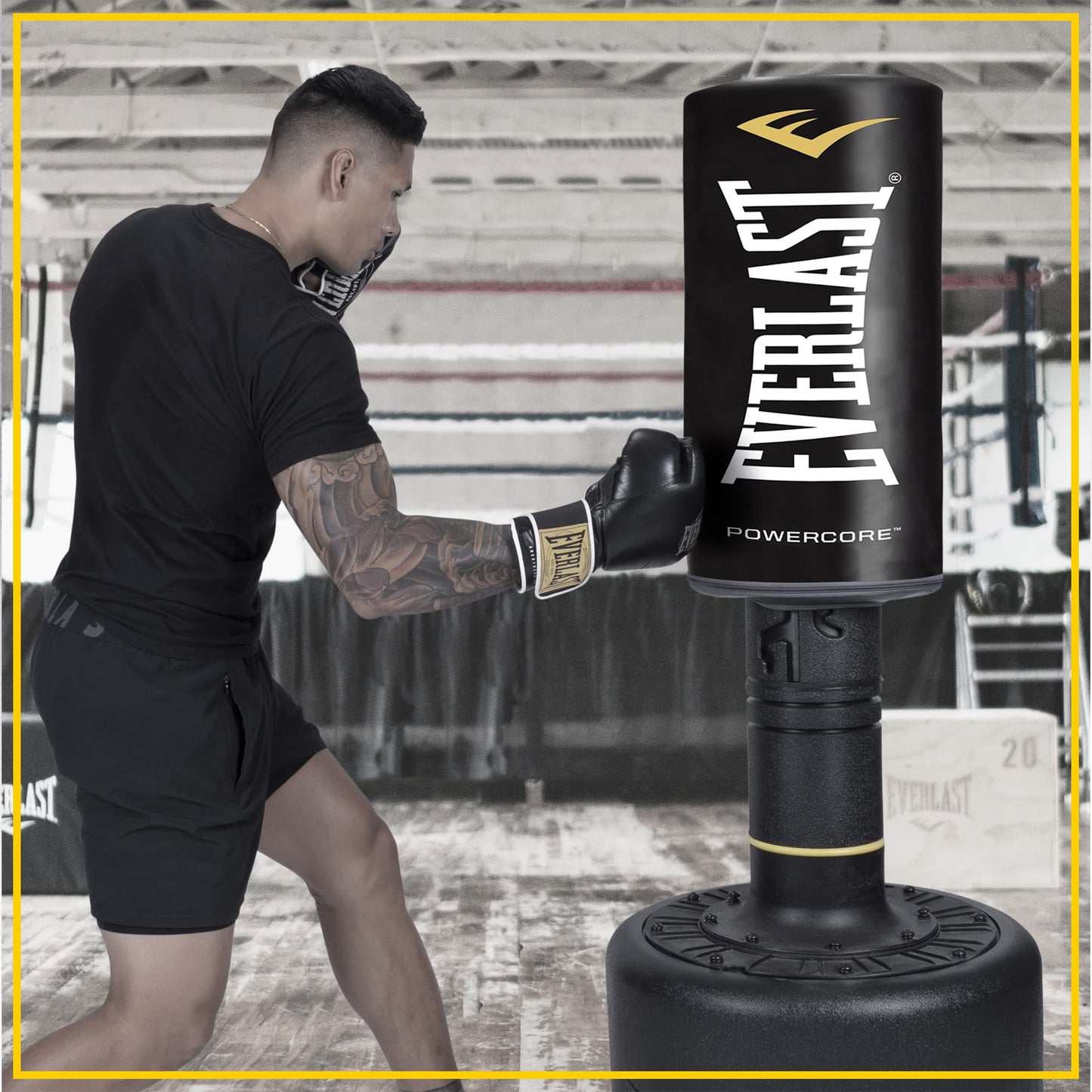 Everlast P00001266 Powercore Free Standing Indoor Rounded Heavy Duty Fitness Training Punching Bag