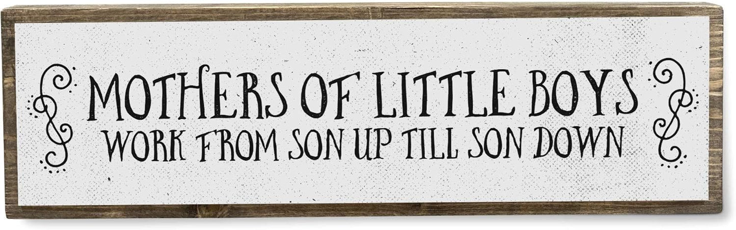 Mom Wood Signs - Medium Wood And Metal for Mothers Of Little Boys