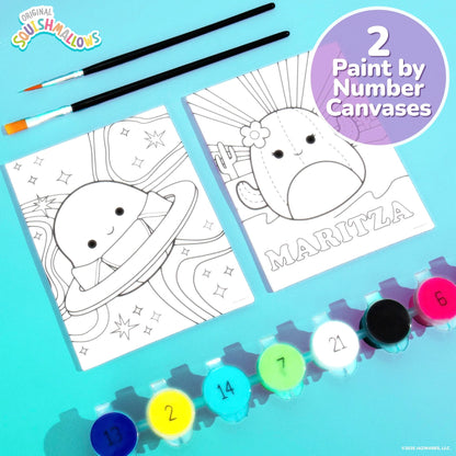Squishmallows Original 4-in-1 Canvas Art Set, Paint by Numbers & Gem Art Crafts