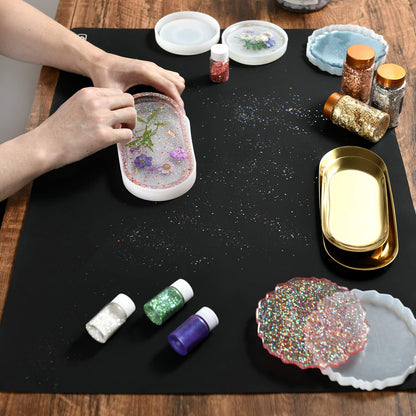 Sapid Extra Large Silicone Sheet for Crafts, Thick Silicone Jewelry Casting Mats, Nonstick Nonslip Silicon Mat for Epoxy Resin, Art Painting, Heat- Resistance Counter Mat (20"×27.9", Black)
