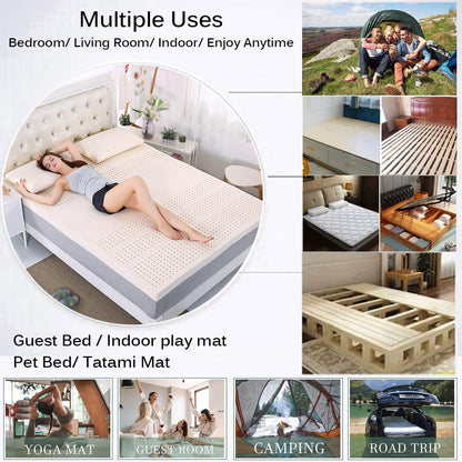 Premium Natural Latex Mattress Topper, 7.5cm Thick, Portable Folding Mattress for Single, Twin, Full, Queen, King Sizes - Japanese Tatami Roll Mat for Dormitory & Home Use, 120x190cm